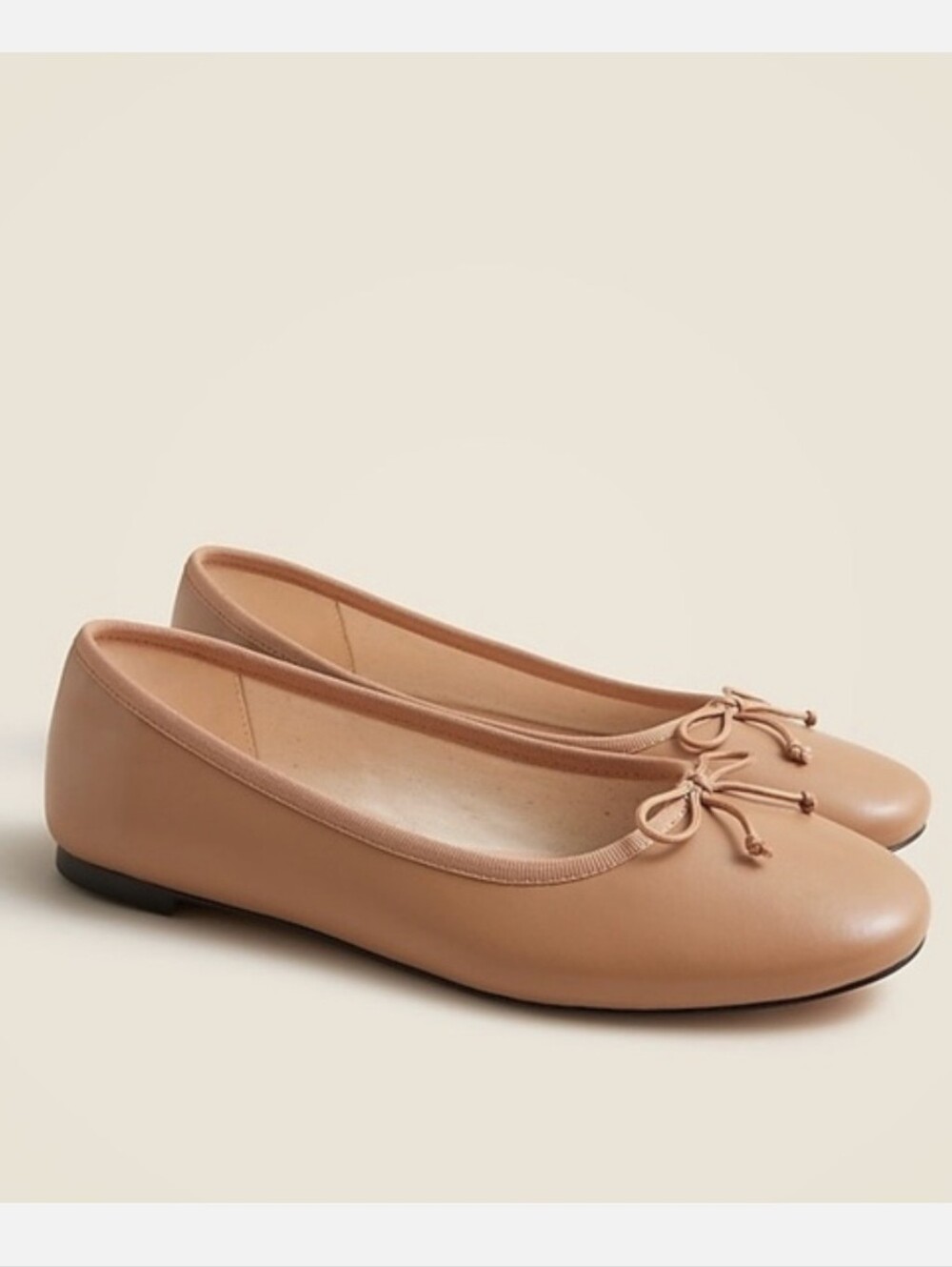 J. Crew Andi Leather Ballet Flats With Bow Detail In Roasted Pecan - Size 10.5